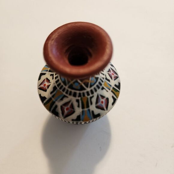 Palayok Hand Painted Set Of 4 Bright Multi-Colored Miniature Clay Pots Vintage - Picture 10 of 11